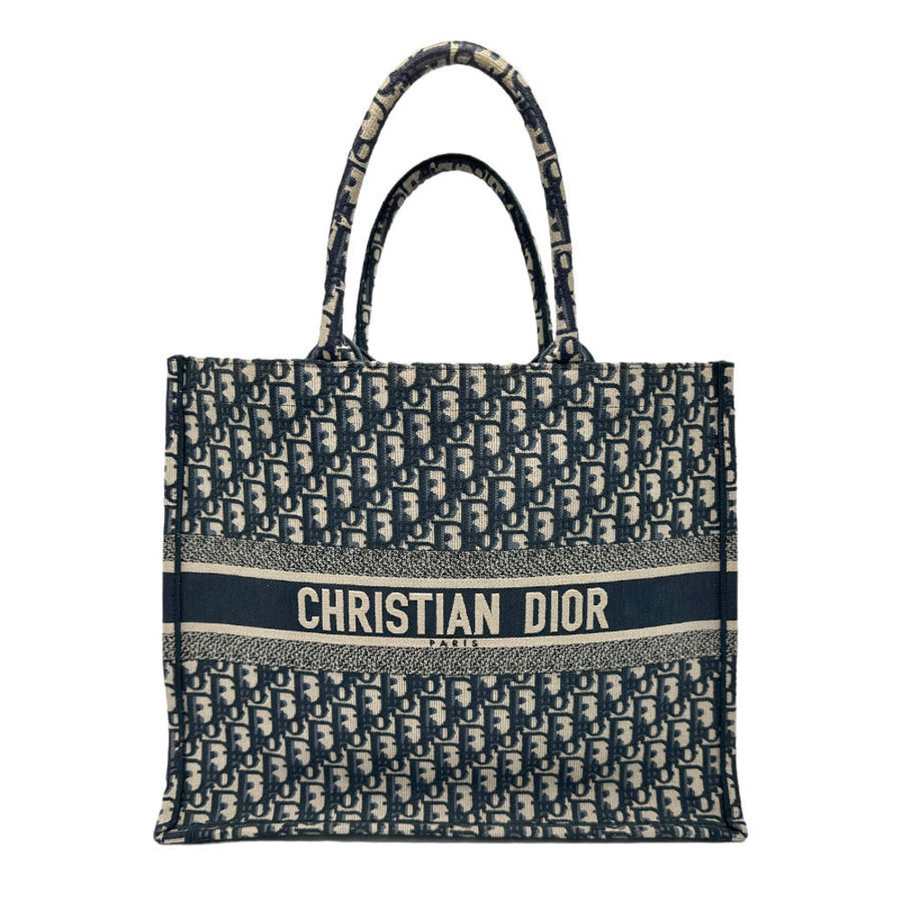 Christian Dior Oblique Book Tote Large Handbag Navy